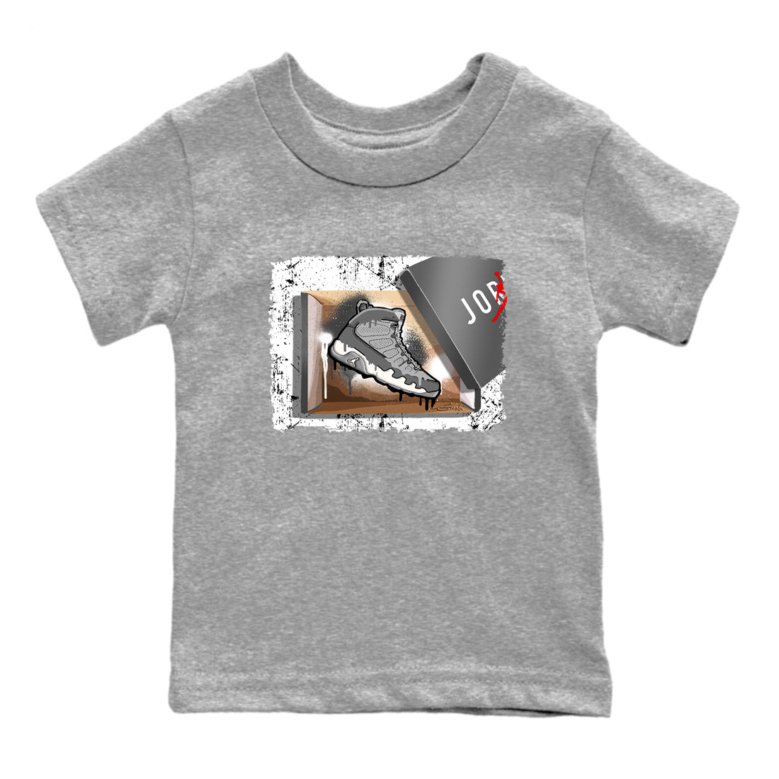 AJ 9 Cool Grey shirts to match jordans New Kicks best t shirts to wear with jordans Air Jordan 9 Retro Cool Grey match shoes to clothes SNRT Sneaker Tees Youth Baby Heather Grey 2 tee