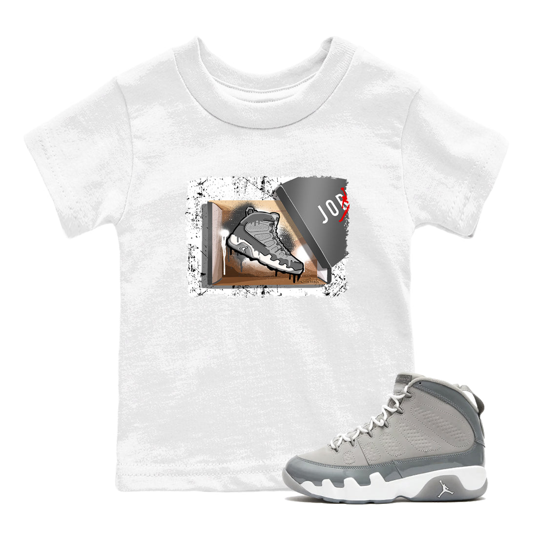 AJ 9 Cool Grey shirts to match jordans New Kicks best t shirts to wear with jordans Air Jordan 9 Retro Cool Grey match shoes to clothes SNRT Sneaker Tees Youth Baby White 1 tee