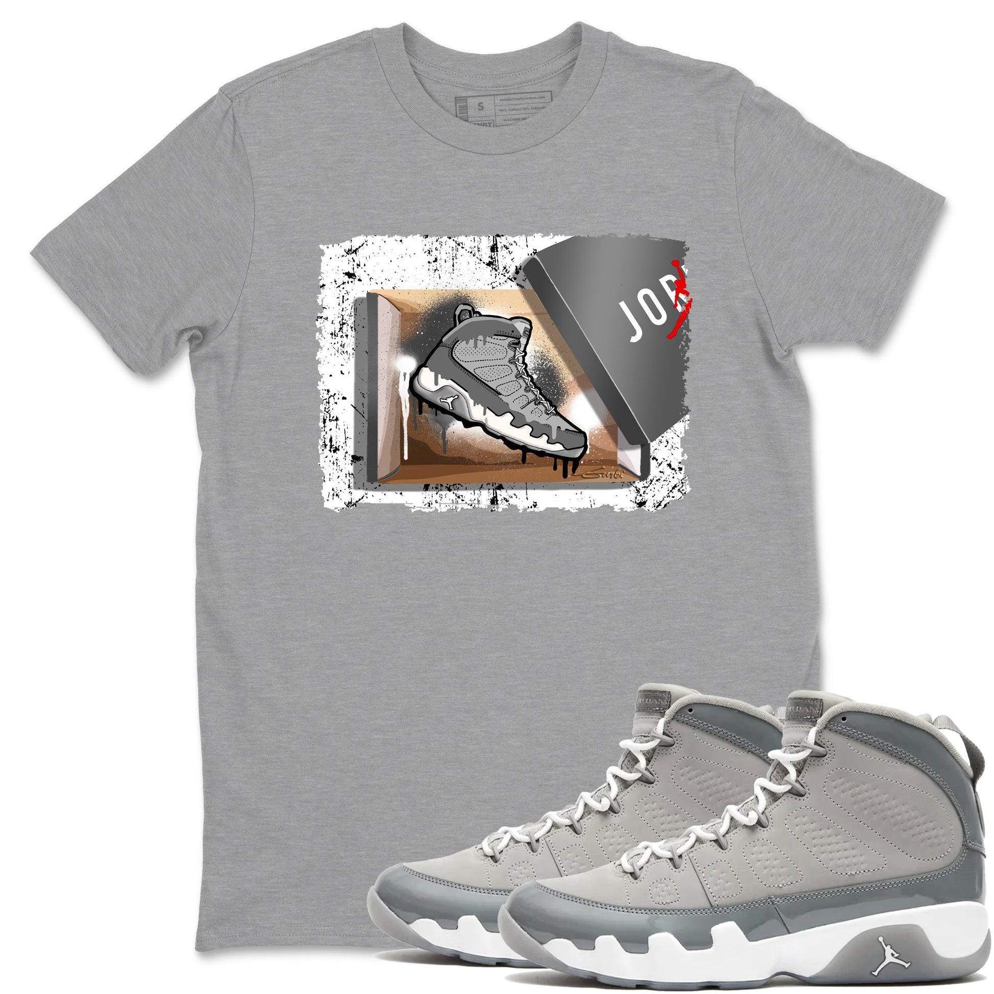 AJ 9 Cool Grey shirts to match jordans New Kicks best t shirts to wear with jordans Air Jordan 9 Retro Cool Grey match shoes to clothes SNRT Sneaker Tees unisex cotton Heather Grey 1 shirts