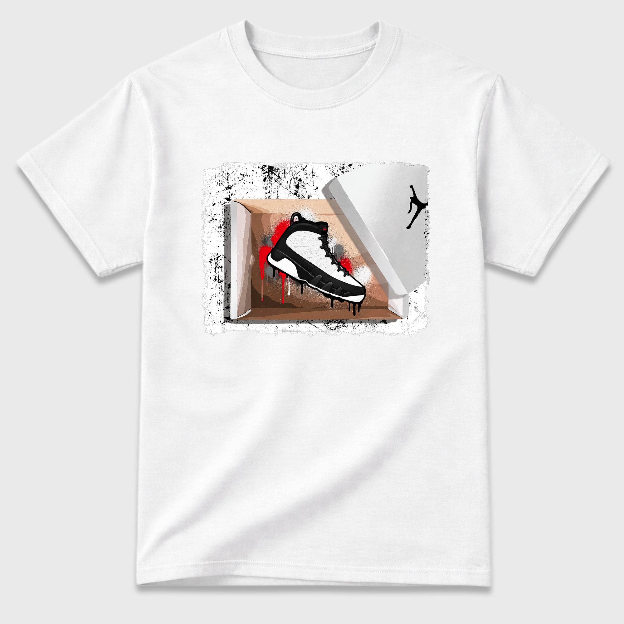 New Kicks Graphic T-Shirt featuring original streetwear artwork designed to match the Air Jordan 9 True Red. White 2 Graphic T-Shirt.