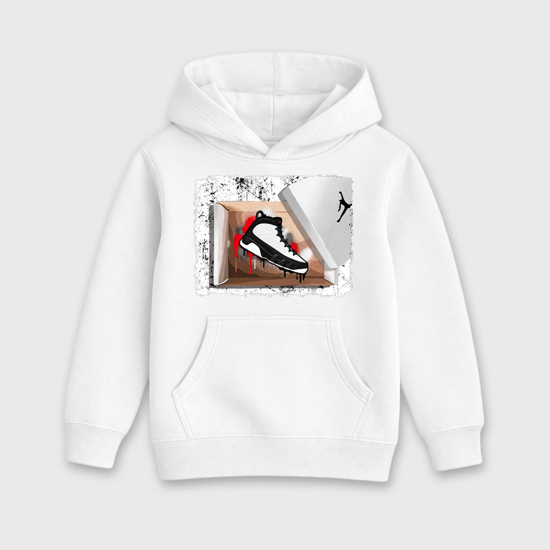 New Kicks Baby & Kids Graphic Hoodie featuring original artwork designed to match the Air Jordan 9 True Red. White 2 Kids Graphic Sweater.