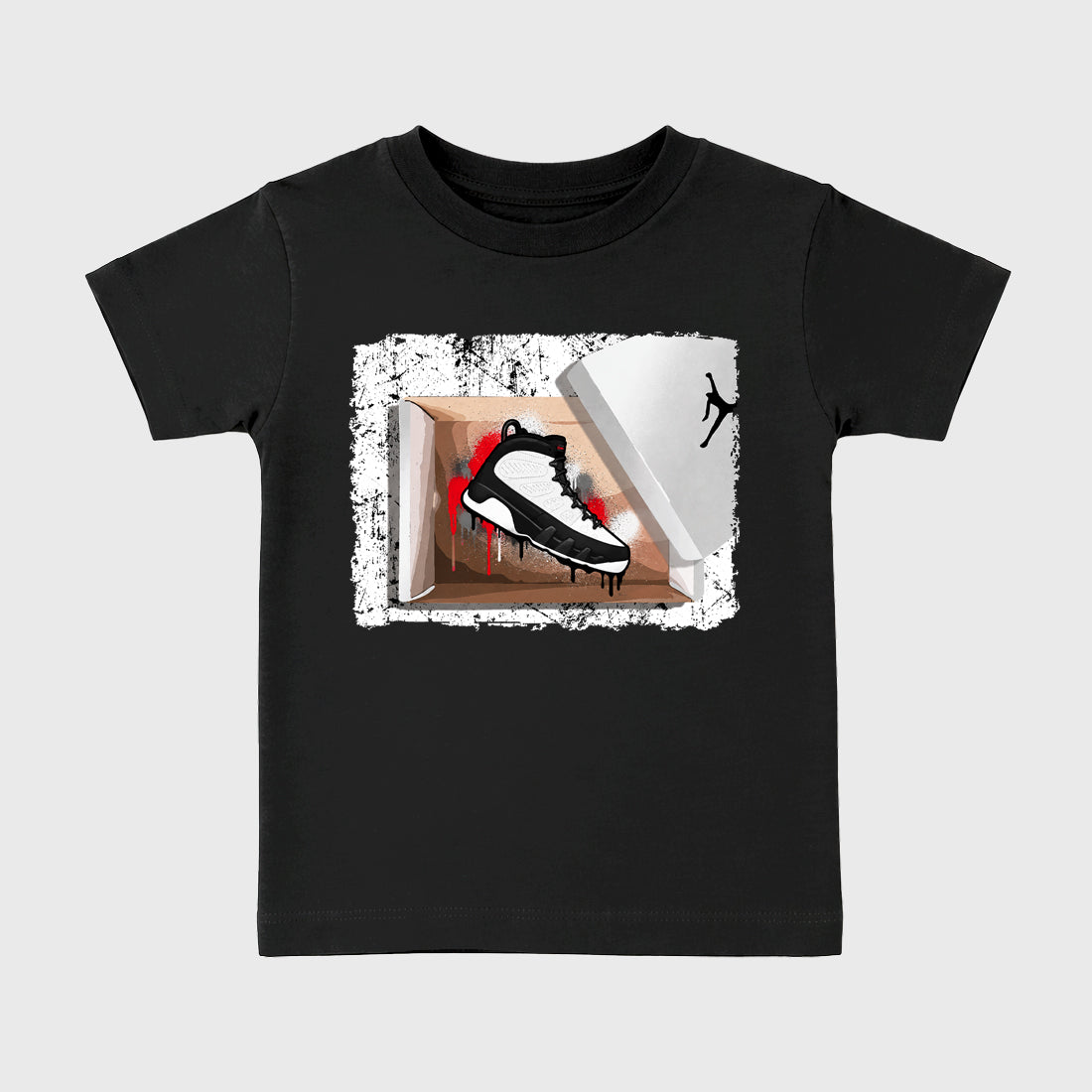 New Kicks Baby & Kids Graphic T-Shirt featuring original artwork designed to match the Air Jordan 9 True Red. Black 2 Kids Graphic Tee.