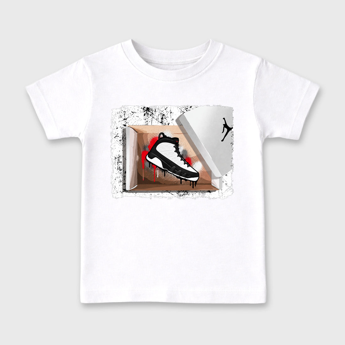 New Kicks Baby & Kids Graphic T-Shirt featuring original artwork designed to match the Air Jordan 9 True Red. White 2 Kids Graphic Tee.