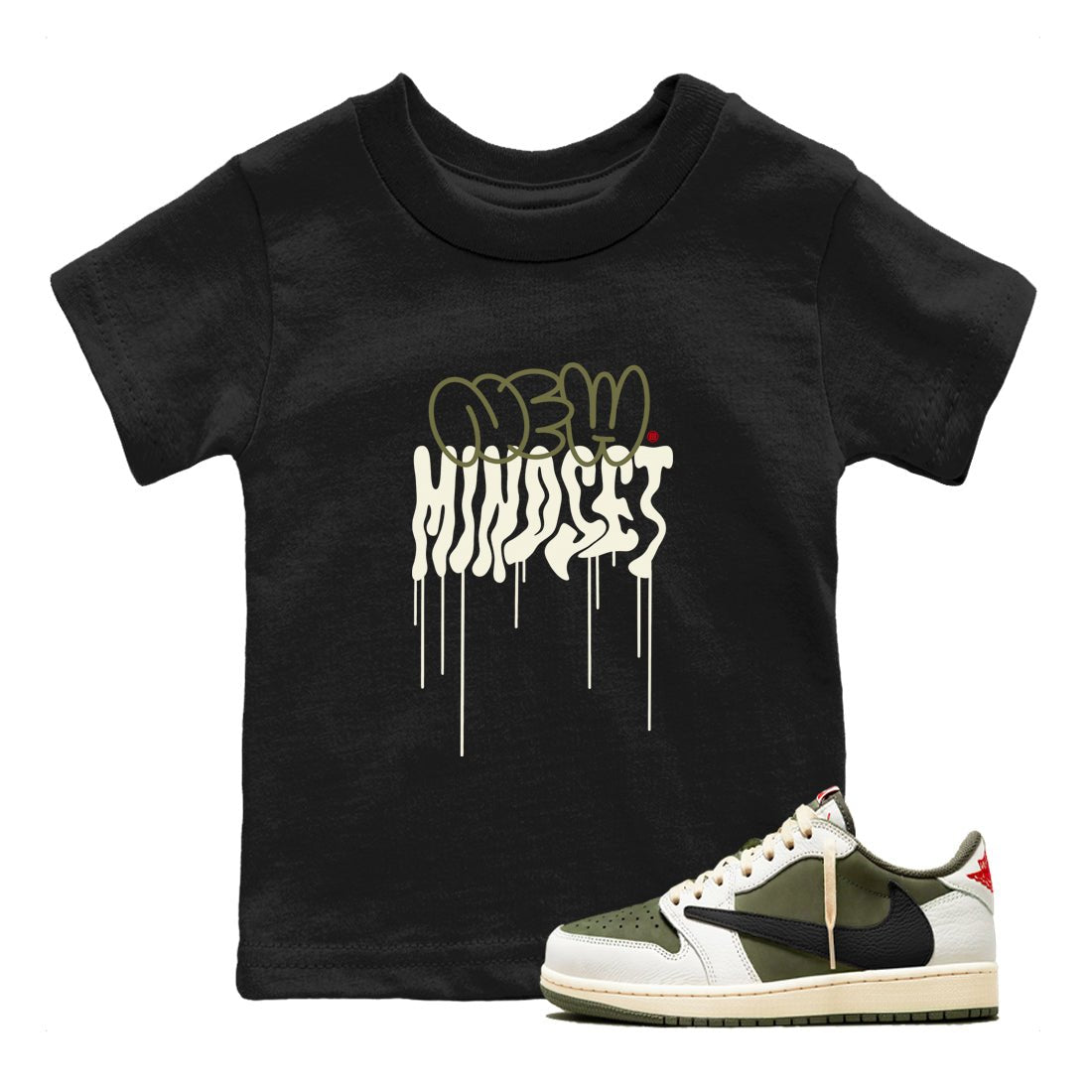 Air Jordan 1 Low Travis Scott Medium Olive shirts to match jordans New Mindset sneaker match tees Air Jordan 1 Travis Scott Medium Olive Sneaker Shirts SNRT Sneaker Tees streetwear brand