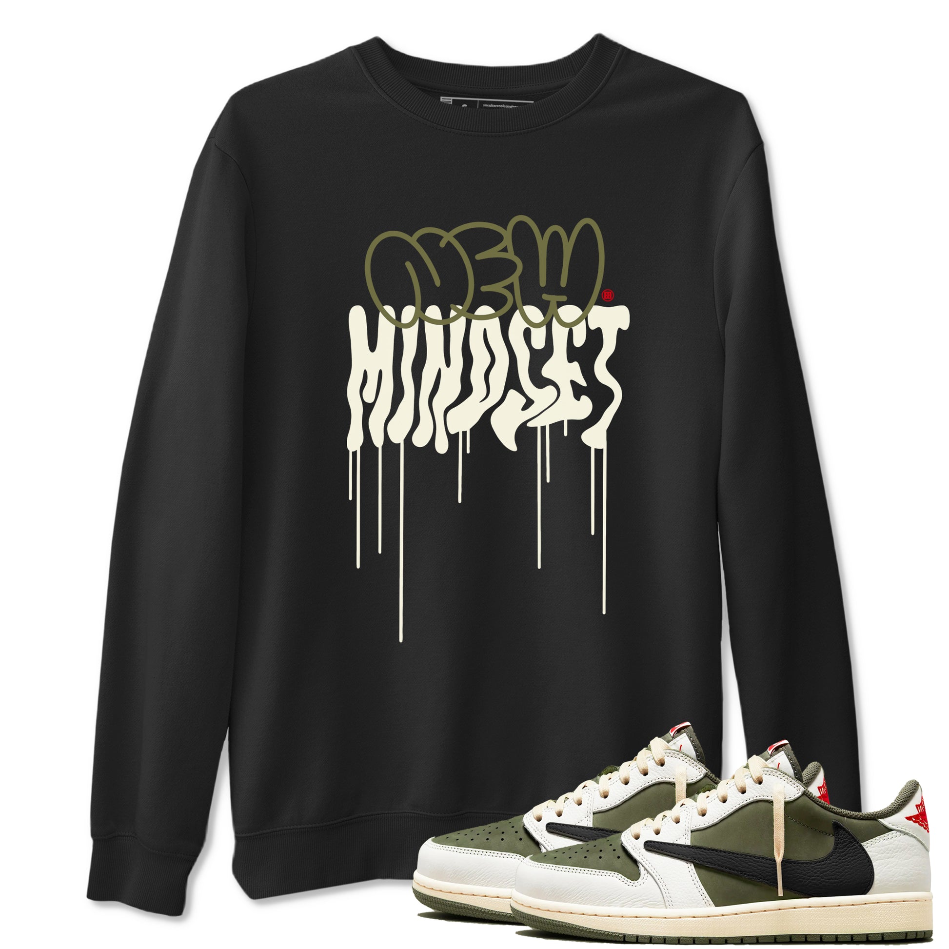 New Mindset SNRT Sneaker Tees - Air Jordan 1 Travis Scott Medium Olive - SNRT Sneaker T-shirts