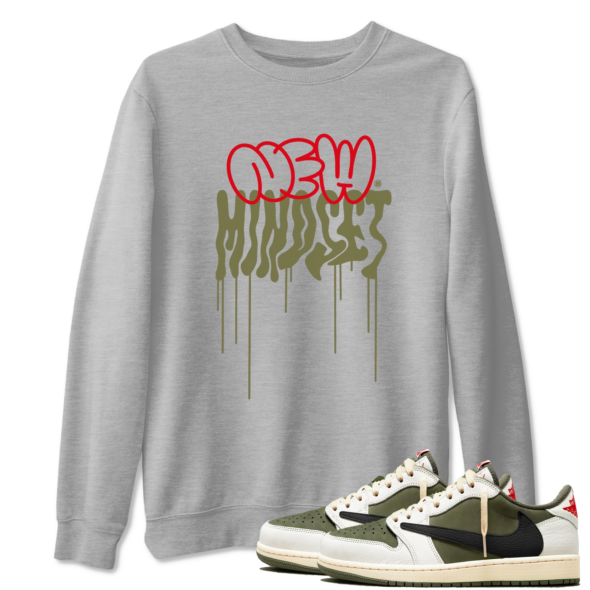 New Mindset SNRT Sneaker Tees - Air Jordan 1 Travis Scott Medium Olive - SNRT Sneaker T-shirts
