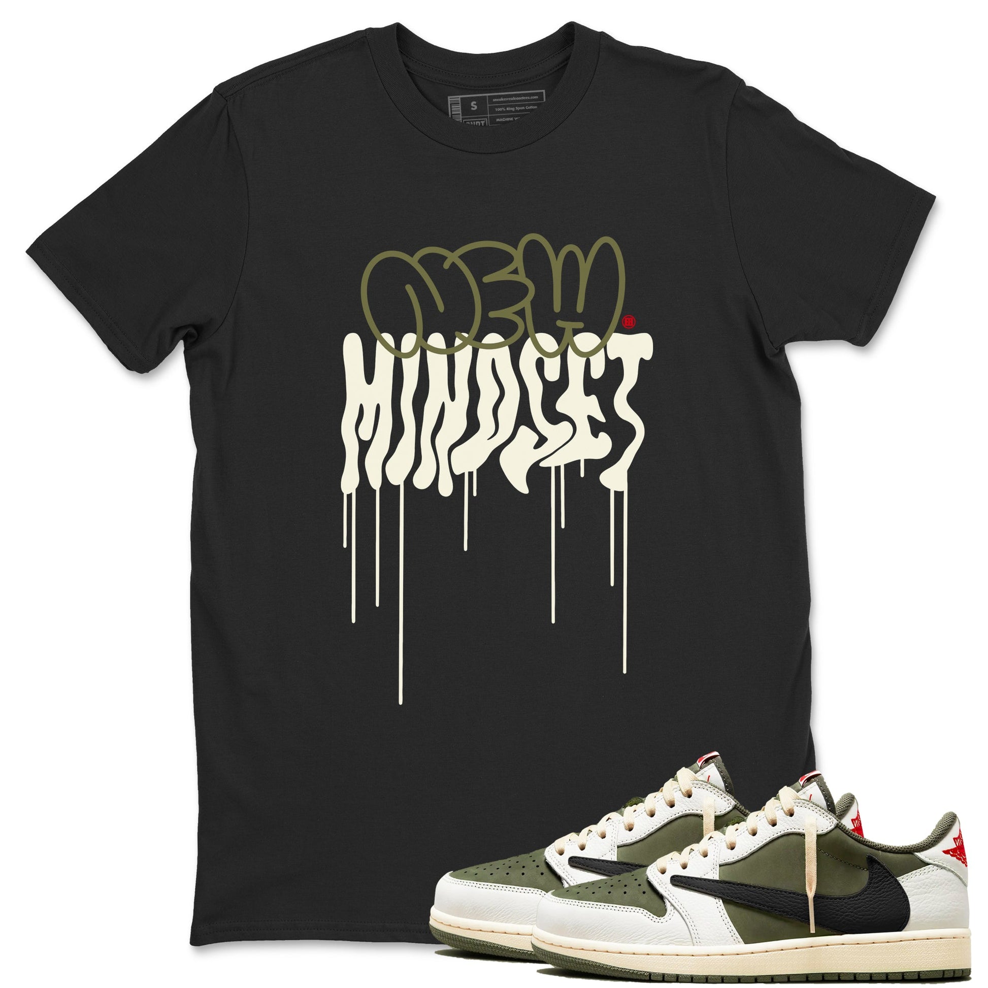 Air Jordan 1 Low Travis Scott Medium Olive shirts to match jordans New Mindset sneaker match tees Air Jordan 1 Travis Scott Medium Olive Sneaker Shirts SNRT Sneaker Tees streetwear brand