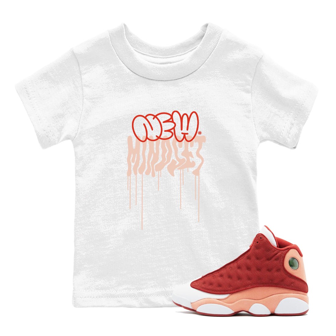 Air Jordan 13 Dune Red shirts to match jordans New Mindset sneaker match tees AJ13 Dune Red Sneaker Shirts SNRT Sneaker Tees streetwear brand Baby and Youth White 1 cotton tee