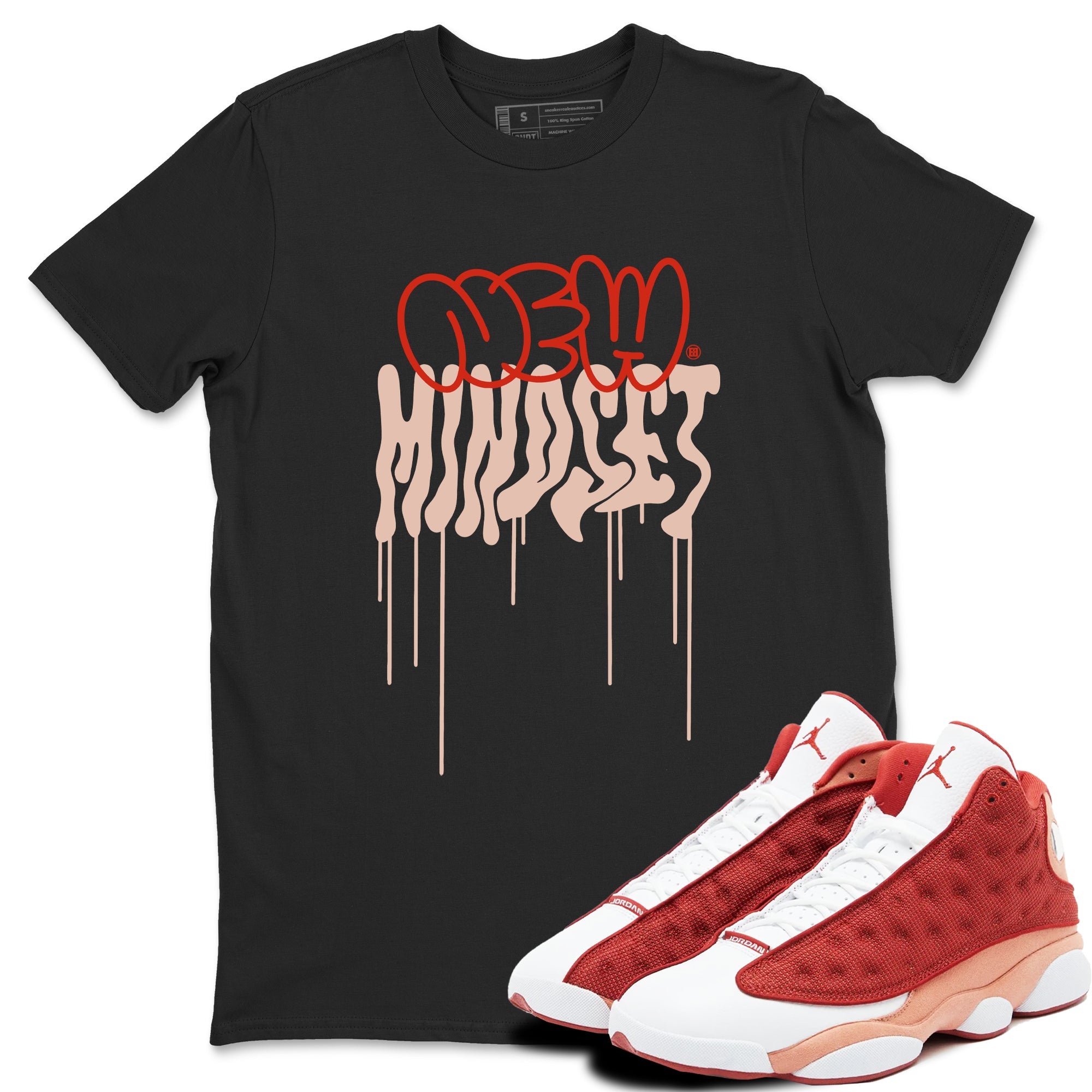 Air Jordan 13 Dune Red shirts to match jordans New Mindset sneaker match tees AJ13 Dune Red Sneaker Shirts SNRT Sneaker Tees streetwear brand Black 1 unisex cotton tee