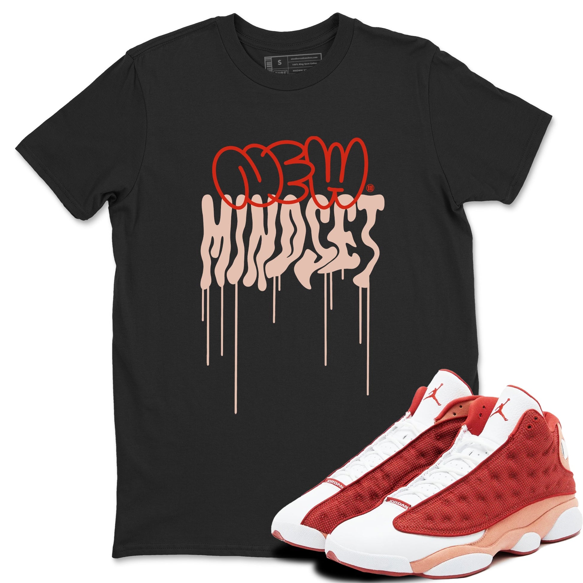 Air Jordan 13 Dune Red shirts to match jordans New Mindset sneaker match tees AJ13 Dune Red Sneaker Shirts SNRT Sneaker Tees streetwear brand Black 1 unisex cotton tee
