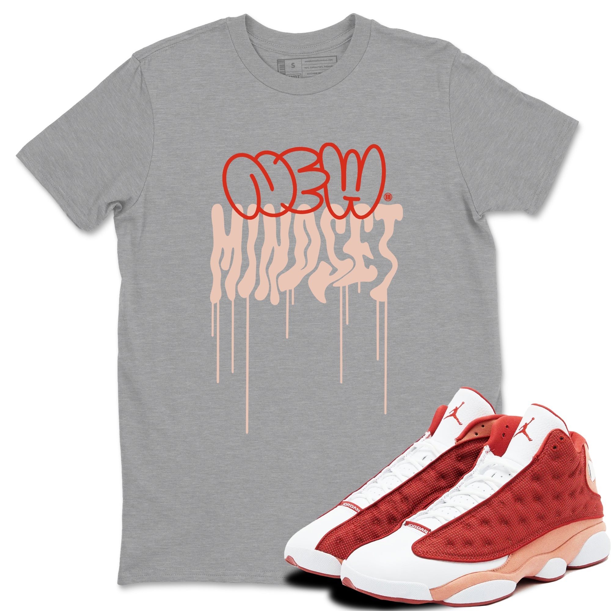 Air Jordan 13 Dune Red shirts to match jordans New Mindset sneaker match tees AJ13 Dune Red Sneaker Shirts SNRT Sneaker Tees streetwear brand Heather Grey 1 unisex cotton tee