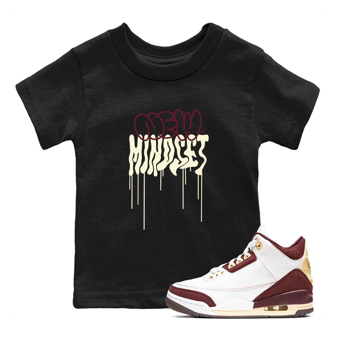 Air Jordan 3 A Ma Maniere x Burgundy Crush shirts to match jordans New Mindset sneaker match tees Jordan 3 A Ma Maniere x Burgundy Crush Sneaker Shirts SNRT Sneaker Tees streetwear brand Baby and Youth Black 1 cotton tee