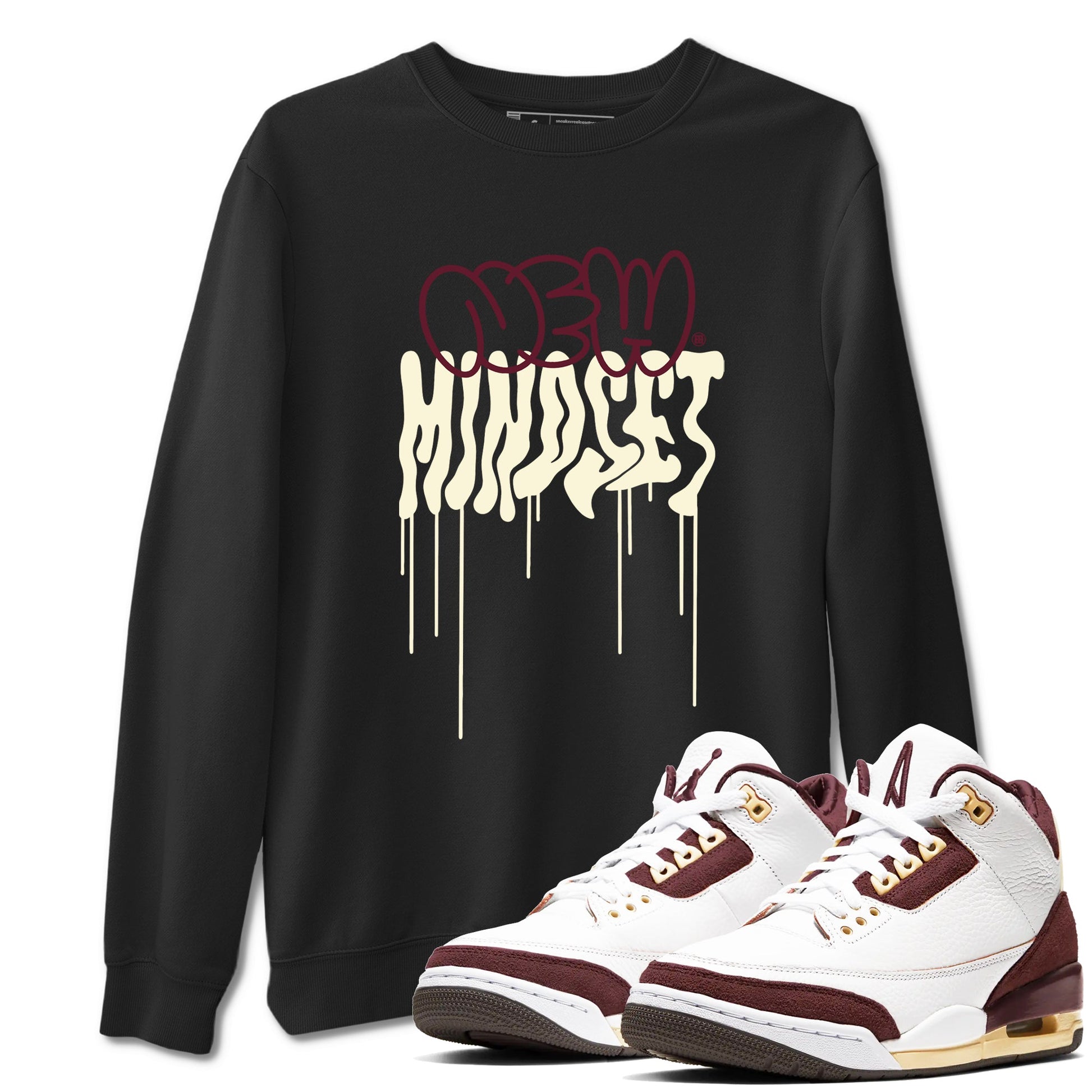 Air Jordan 3 A Ma Maniere x Burgundy Crush shirts to match jordans New Mindset sneaker match tees Jordan 3 A Ma Maniere x Burgundy Crush Sneaker Shirts SNRT Sneaker Tees streetwear brand Black 1 unisex cotton tee