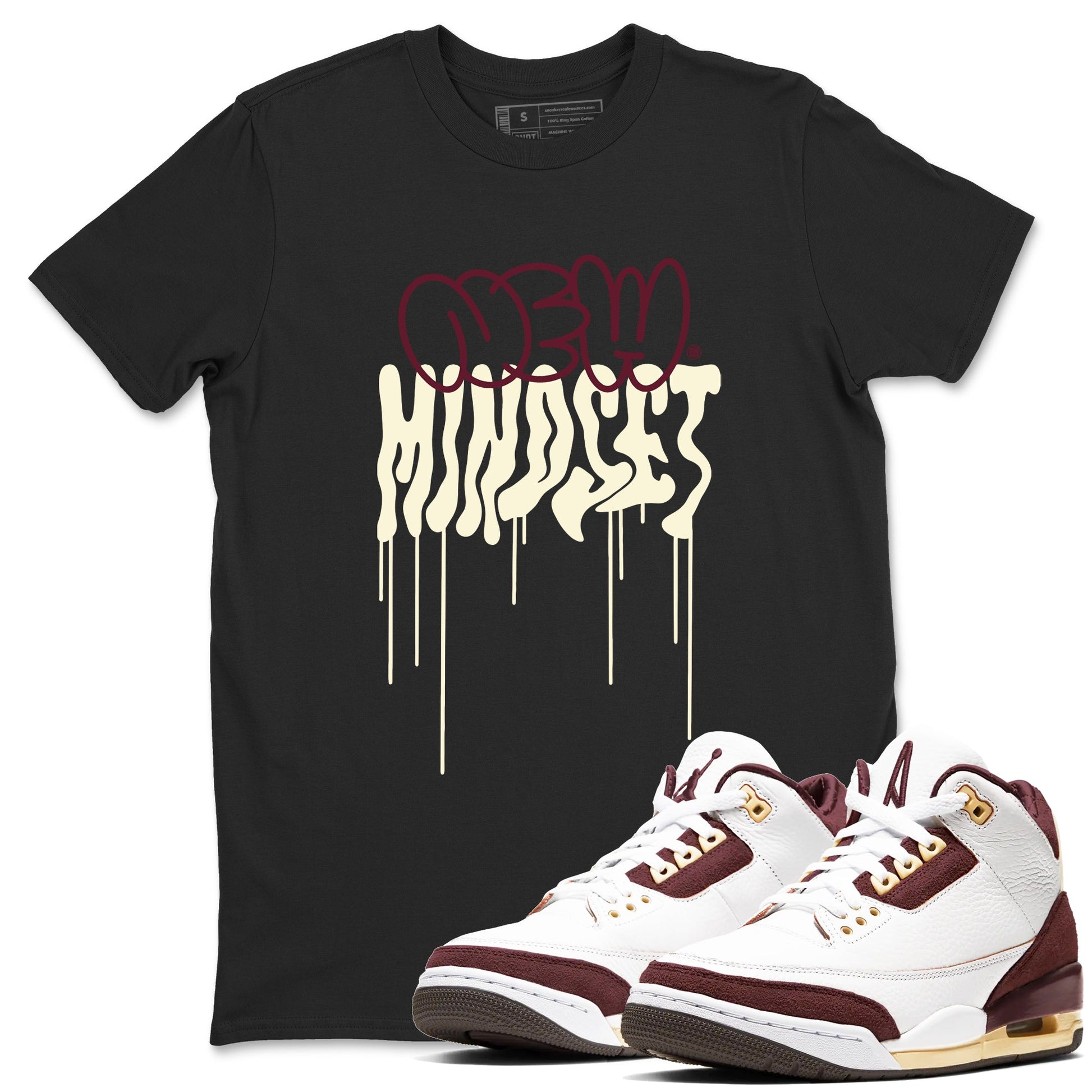 Air Jordan 3 A Ma Maniere x Burgundy Crush shirts to match jordans New Mindset sneaker match tees Jordan 3 A Ma Maniere x Burgundy Crush Sneaker Shirts SNRT Sneaker Tees streetwear brand Black 1 unisex cotton tee