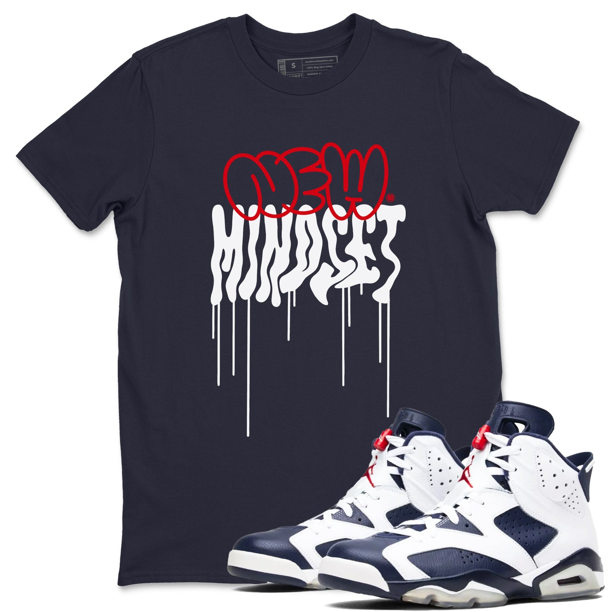 6s Olympic shirts to match jordans New Mindset sneaker match tees Air Jordan 6 Olympic Sneaker Shirts SNRT Sneaker Tees streetwear brand Navy 1 unisex cotton tee