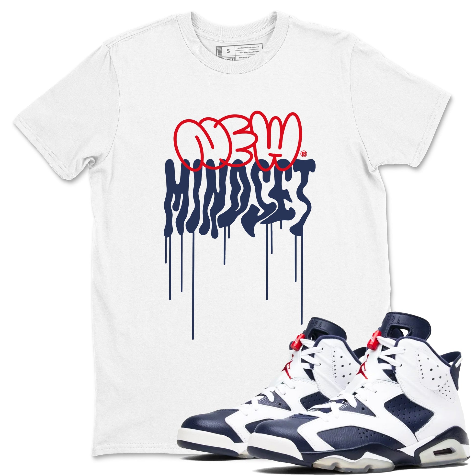 6s Olympic shirts to match jordans New Mindset sneaker match tees Air Jordan 6 Olympic Sneaker Shirts SNRT Sneaker Tees streetwear brand White 1 unisex cotton tee