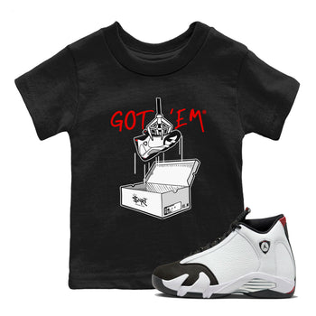 Air Jordan 14 Black Toe t shirts to match sneakers New Treasure Hunter sneaker match tees 14s Black Toe sneaker match tee SNRT Sneaker Tees Youth Baby Black 1 tee