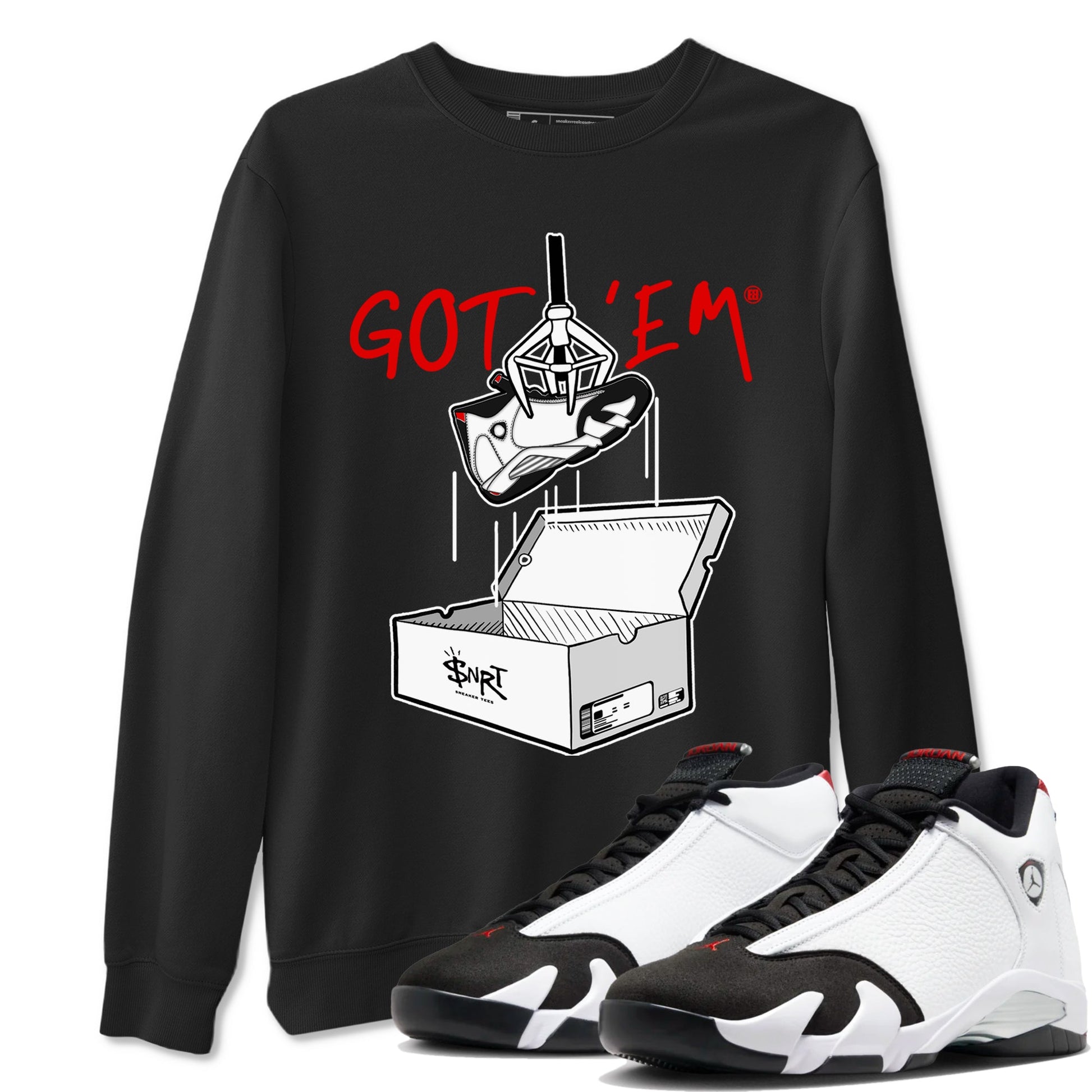 Air Jordan 14 Black Toe t shirts to match sneakers New Treasure Hunter sneaker match tees 14s Black Toe sneaker match tee SNRT Sneaker Tees unisex cotton Black 1 shirts