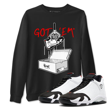 Air Jordan 14 Black Toe t shirts to match sneakers New Treasure Hunter sneaker match tees 14s Black Toe sneaker match tee SNRT Sneaker Tees unisex cotton Black 1 shirts