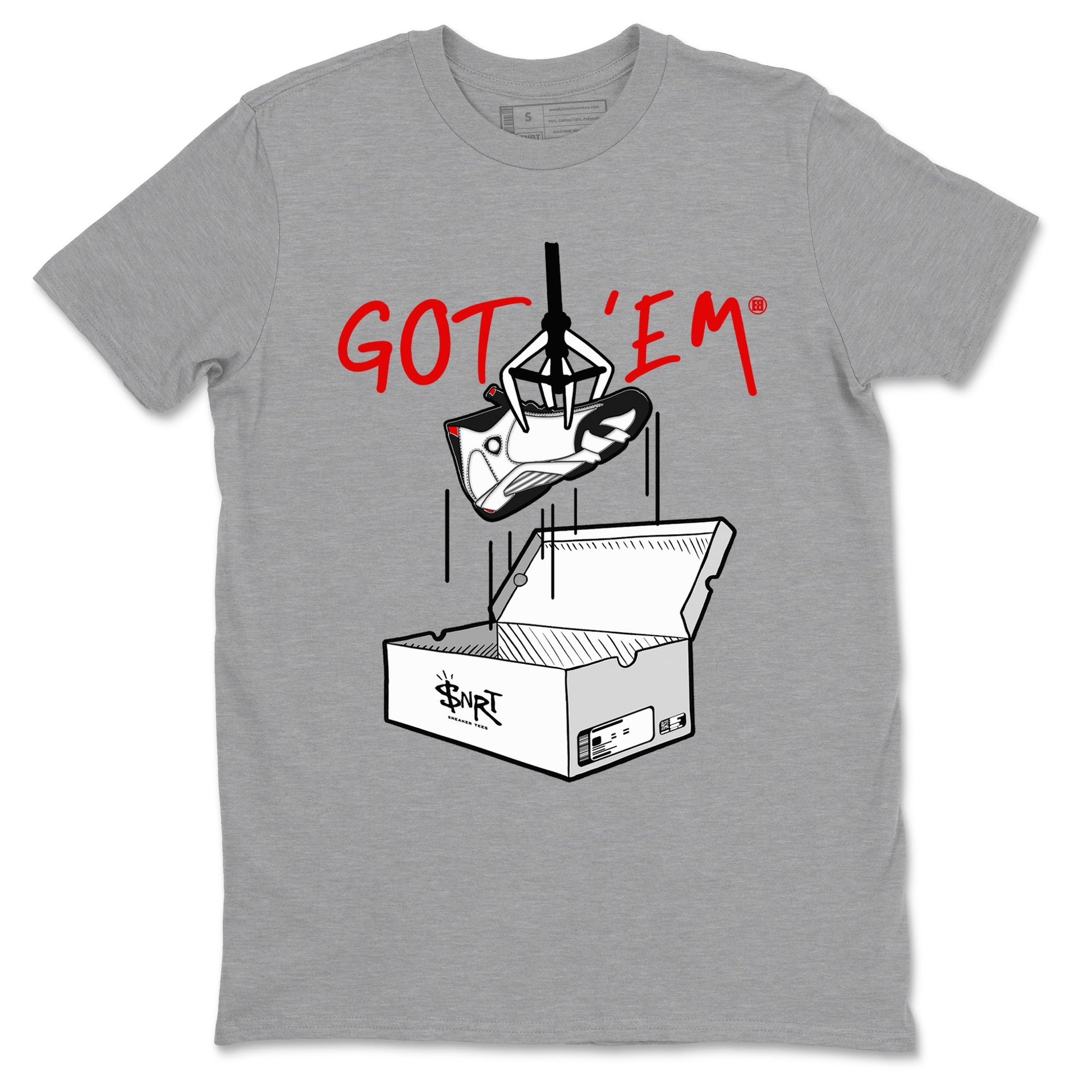 Air Jordan 14 Black Toe t shirts to match sneakers New Treasure Hunter sneaker match tees 14s Black Toe sneaker match tee SNRT Sneaker Tees unisex cotton Heather Grey 2 shirts
