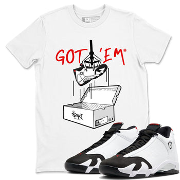 Air Jordan 14 Black Toe t shirts to match sneakers New Treasure Hunter sneaker match tees 14s Black Toe sneaker match tee SNRT Sneaker Tees unisex cotton White 1 shirts