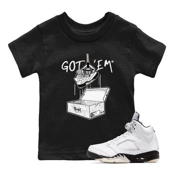 5s White Black shirts to match jordans New Treasure Hunter sneaker match tees Air Jordan 5 Retro White Black match shoes to clothes SNRT Sneaker Tees Youth Baby Black 1 tee