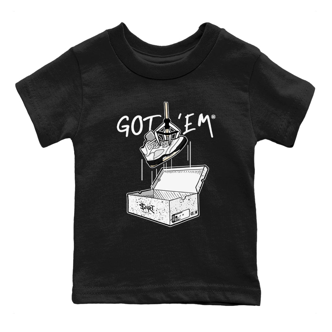 5s White Black shirts to match jordans New Treasure Hunter sneaker match tees Air Jordan 5 Retro White Black match shoes to clothes SNRT Sneaker Tees Youth Baby Black 2 tee