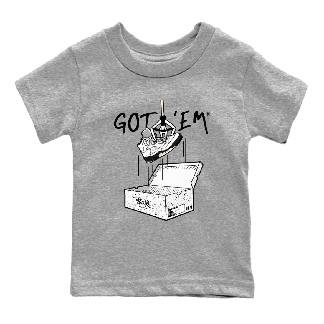 5s White Black shirts to match jordans New Treasure Hunter sneaker match tees Air Jordan 5 Retro White Black match shoes to clothes SNRT Sneaker Tees Youth Baby Heather Grey 2 tee