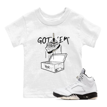 5s White Black shirts to match jordans New Treasure Hunter sneaker match tees Air Jordan 5 Retro White Black match shoes to clothes SNRT Sneaker Tees Youth Baby White 1 tee