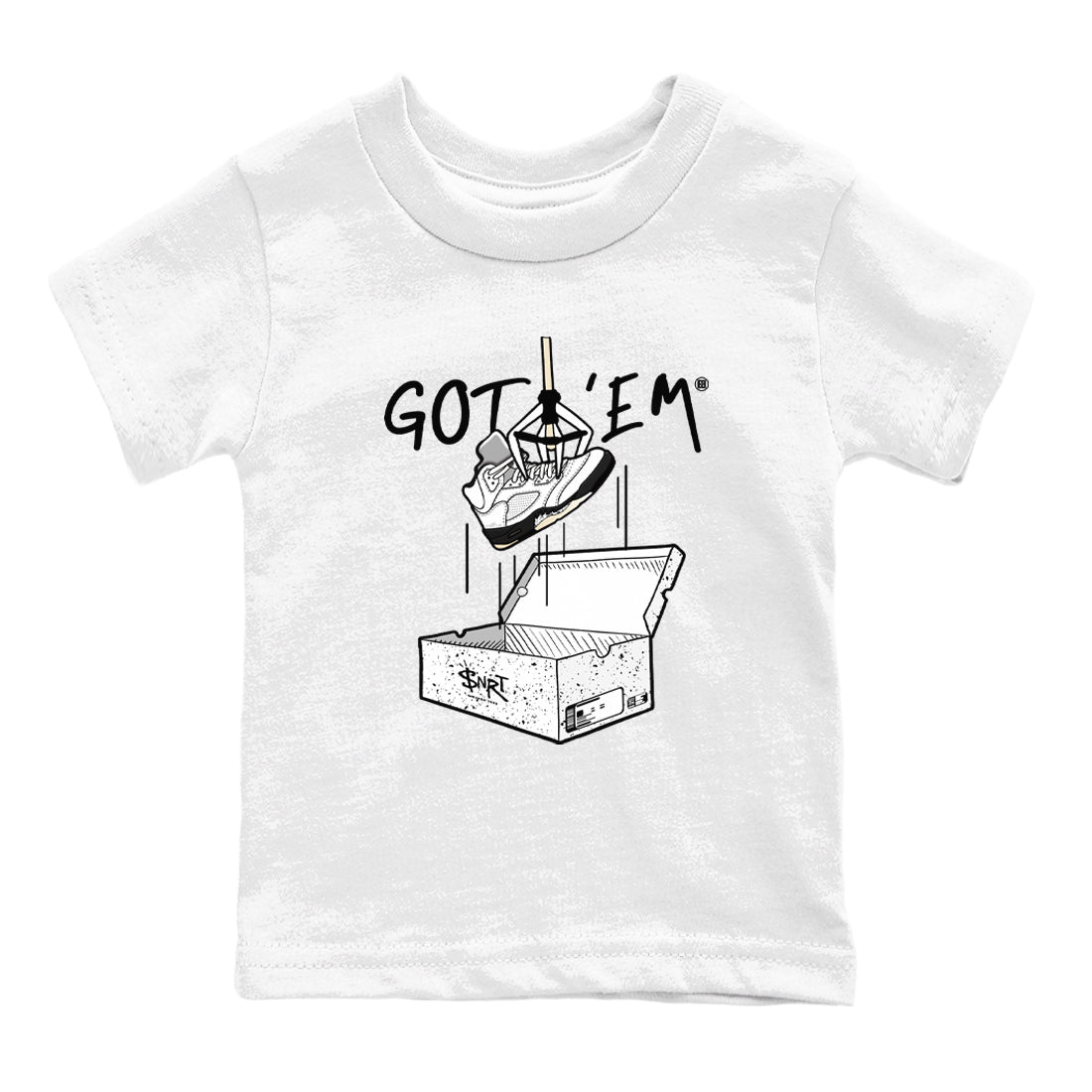 5s White Black shirts to match jordans New Treasure Hunter sneaker match tees Air Jordan 5 Retro White Black match shoes to clothes SNRT Sneaker Tees Youth Baby White 2 tee