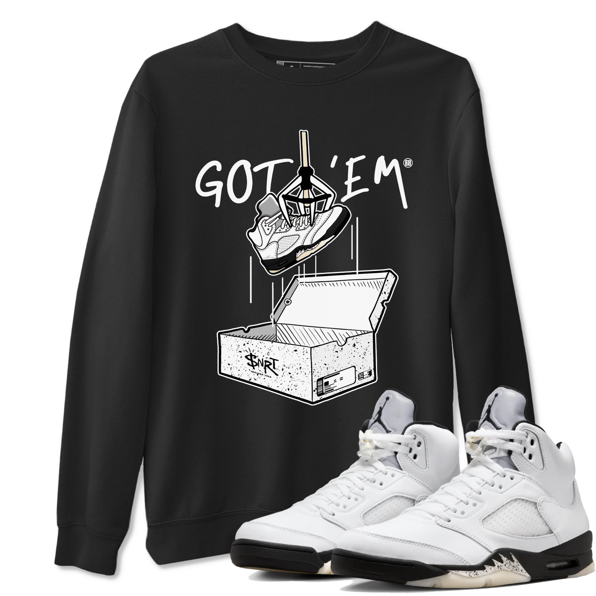 5s White Black shirts to match jordans New Treasure Hunter sneaker match tees Air Jordan 5 Retro White Black match shoes to clothes SNRT Sneaker Tees unisex cotton Black 1 shirts