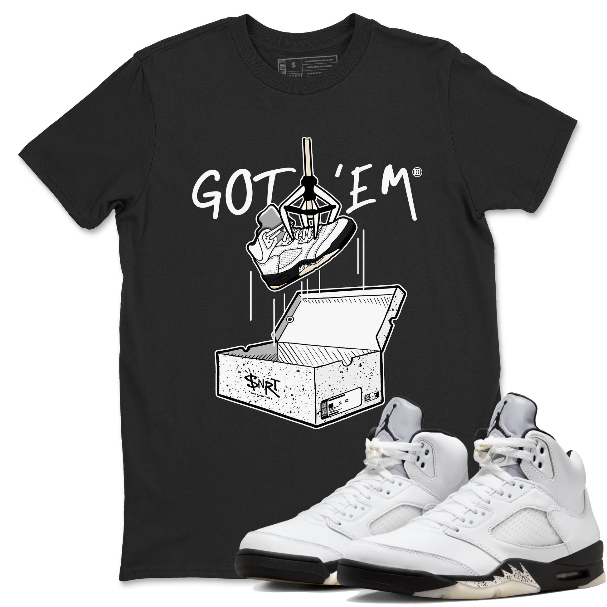 5s White Black shirts to match jordans New Treasure Hunter sneaker match tees Air Jordan 5 Retro White Black match shoes to clothes SNRT Sneaker Tees unisex cotton Black 1 shirts