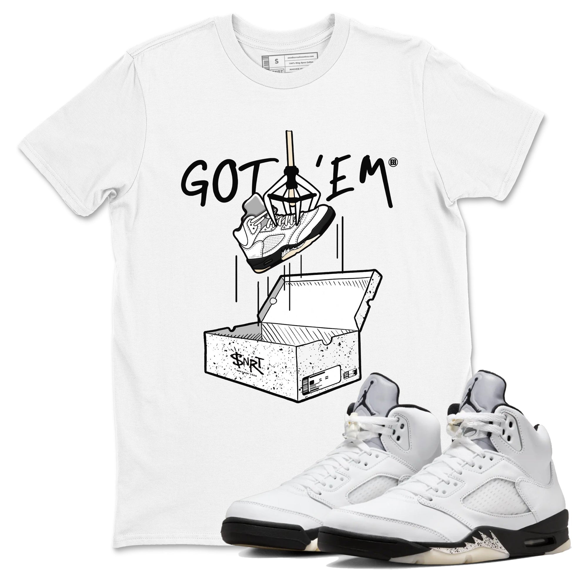 5s White Black shirts to match jordans New Treasure Hunter sneaker match tees Air Jordan 5 Retro White Black match shoes to clothes SNRT Sneaker Tees unisex cotton White 1 shirts