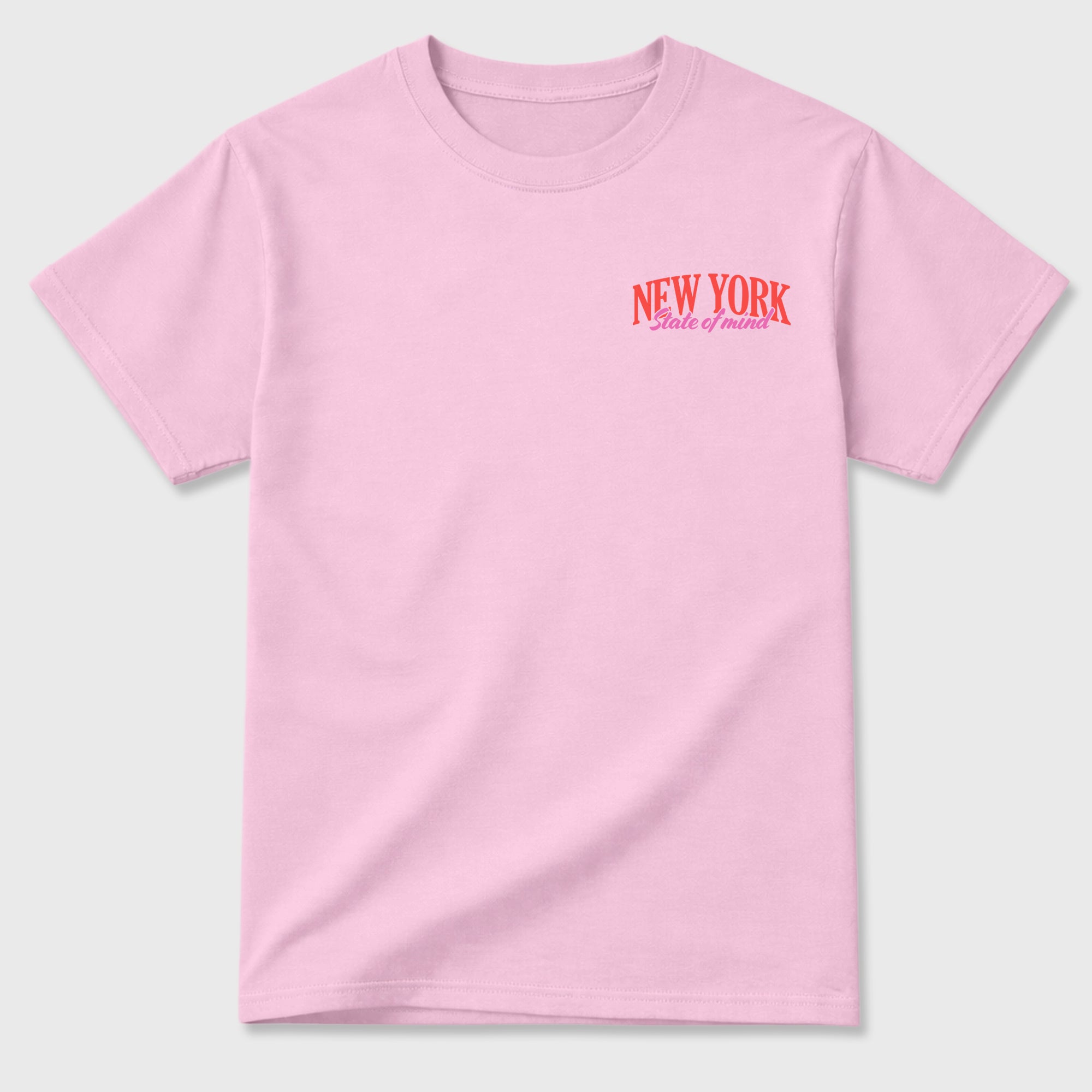 New York State of Mind Graphic T-Shirt featuring original streetwear artwork designed to match the . Pink Graphic T-Shirt.