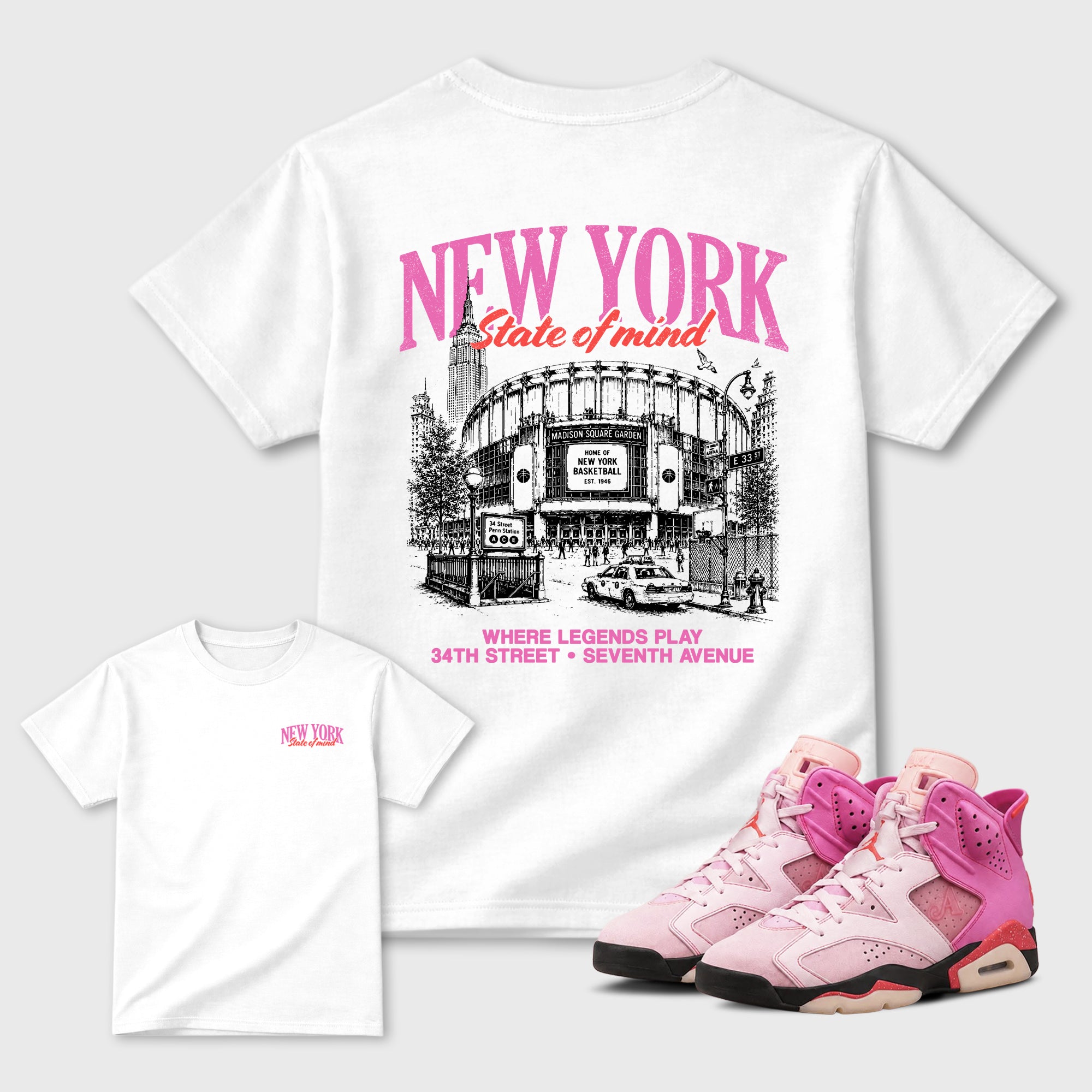 New York State of Mind Graphic T-Shirt featuring original streetwear artwork designed to match the . White Graphic T-Shirt.