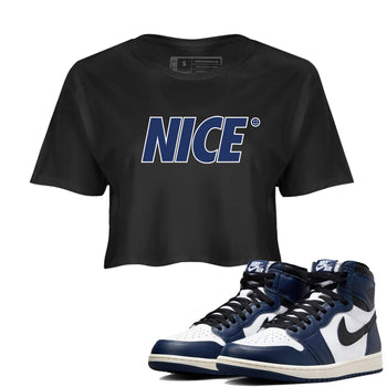 1s Midnight Navy shirts to match jordans Nice Smile sneaker match tees Air Jordan 1 Midnight Navy match shoes to clothes SNRT Sneaker Tees unisex cotton Black 1 crop tee