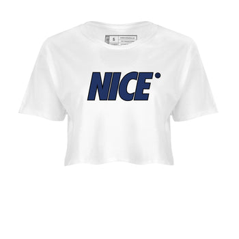 1s Midnight Navy shirts to match jordans Nice Smile sneaker match tees Air Jordan 1 Midnight Navy match shoes to clothes SNRT Sneaker Tees unisex cotton White 2 crop tee