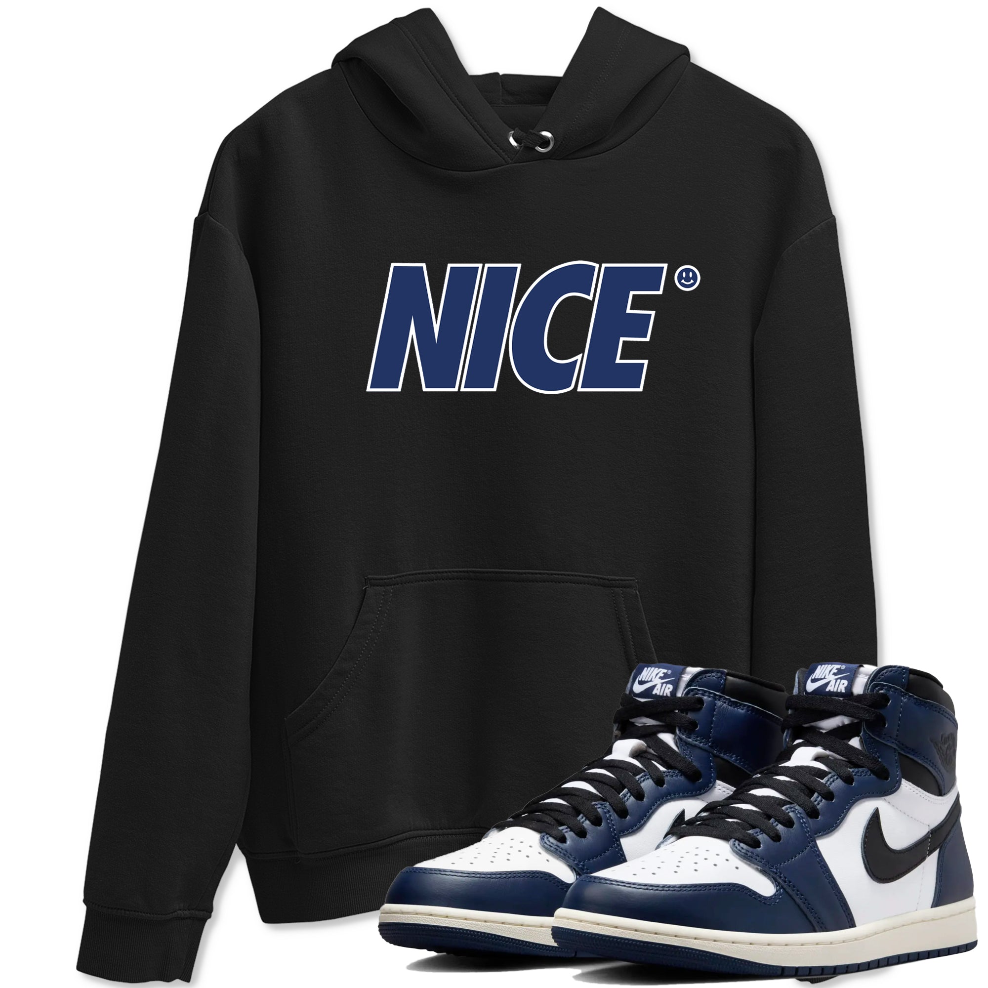 1s Midnight Navy shirts to match jordans Nice Smile sneaker match tees Air Jordan 1 Midnight Navy match shoes to clothes SNRT Sneaker Tees unisex cotton Black 1 shirts