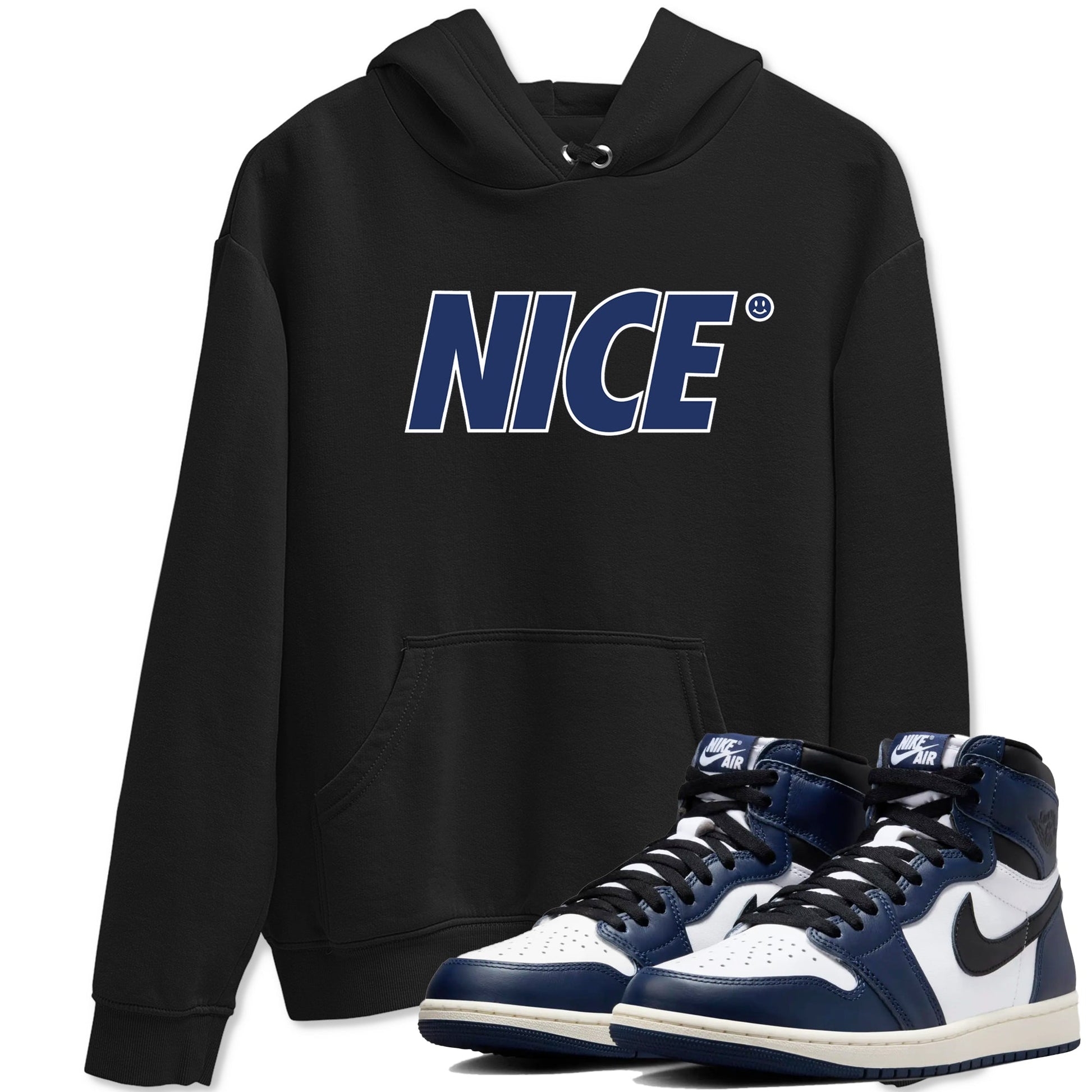 1s Midnight Navy shirts to match jordans Nice Smile sneaker match tees Air Jordan 1 Midnight Navy match shoes to clothes SNRT Sneaker Tees unisex cotton Black 1 shirts