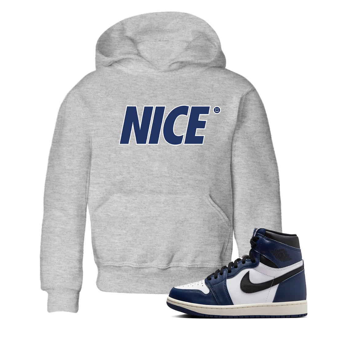1s Midnight Navy shirts to match jordans Nice Smile sneaker match tees Air Jordan 1 Midnight Navy match shoes to clothes SNRT Sneaker Tees Youth Baby Heather Grey 1 tee