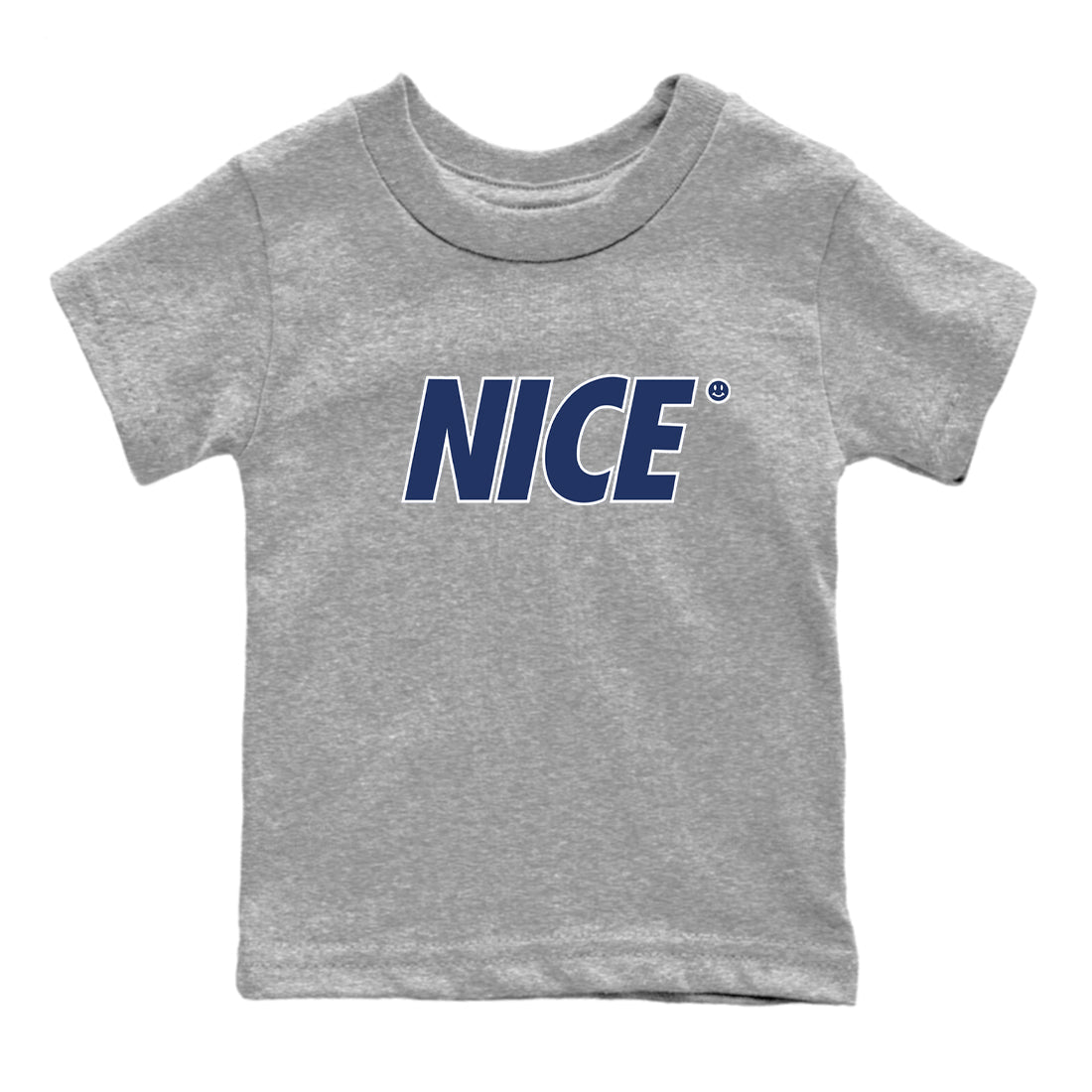 1s Midnight Navy shirts to match jordans Nice Smile sneaker match tees Air Jordan 1 Midnight Navy match shoes to clothes SNRT Sneaker Tees Youth Baby Heather Grey 2 tee