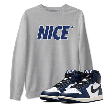 1s Midnight Navy shirts to match jordans Nice Smile sneaker match tees Air Jordan 1 Midnight Navy match shoes to clothes SNRT Sneaker Tees unisex cotton Heather Grey 1 shirts