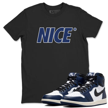 1s Midnight Navy shirts to match jordans Nice Smile sneaker match tees Air Jordan 1 Midnight Navy match shoes to clothes SNRT Sneaker Tees unisex cotton Black 1 shirts