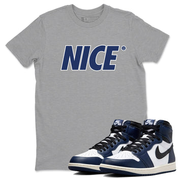 1s Midnight Navy shirts to match jordans Nice Smile sneaker match tees Air Jordan 1 Midnight Navy match shoes to clothes SNRT Sneaker Tees unisex cotton Heather Grey 1 shirts