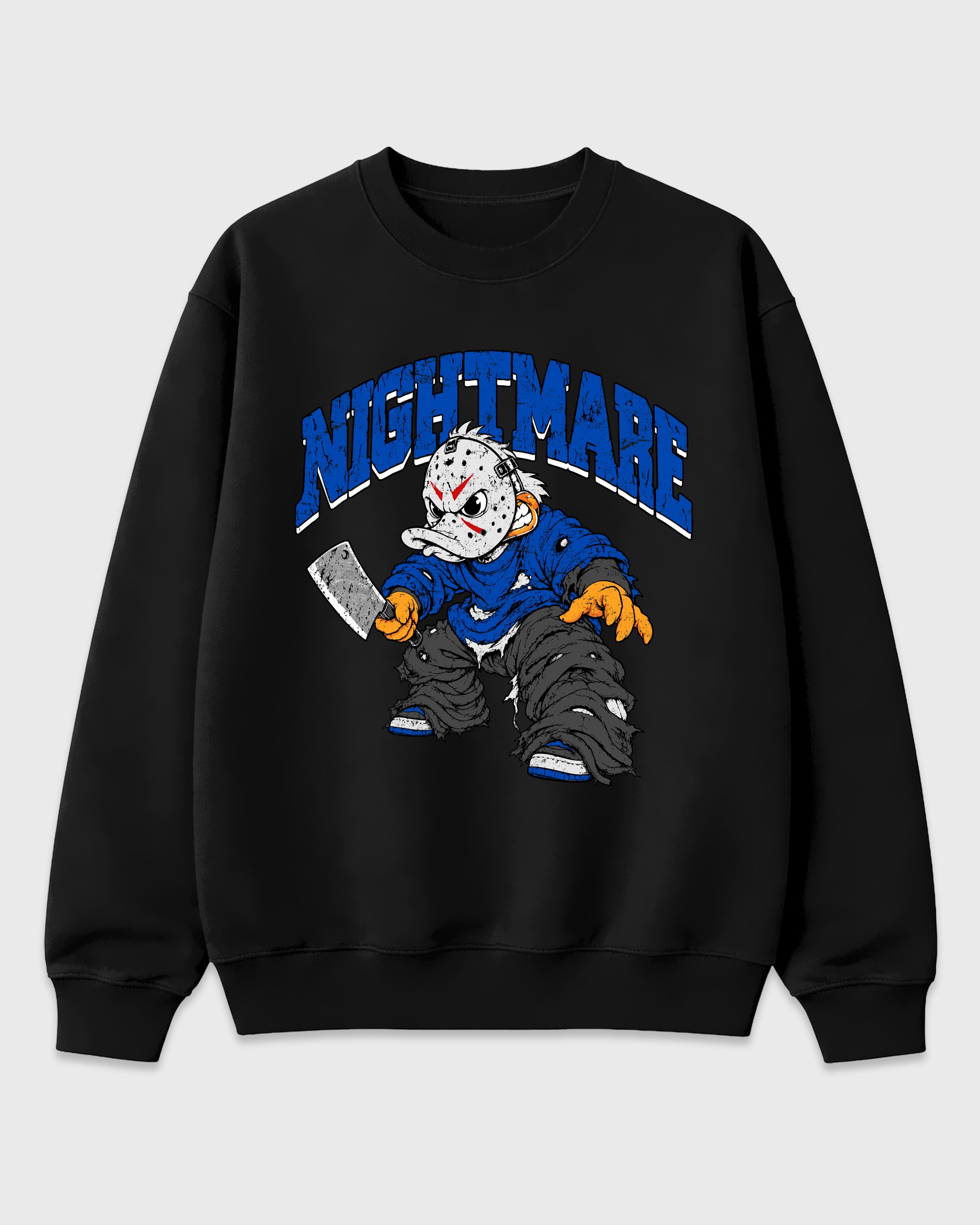 Nightmare Graphic T-Shirt featuring original streetwear artwork designed to match the Air Jordan 1 Royal. Black 2 Graphic Tee.