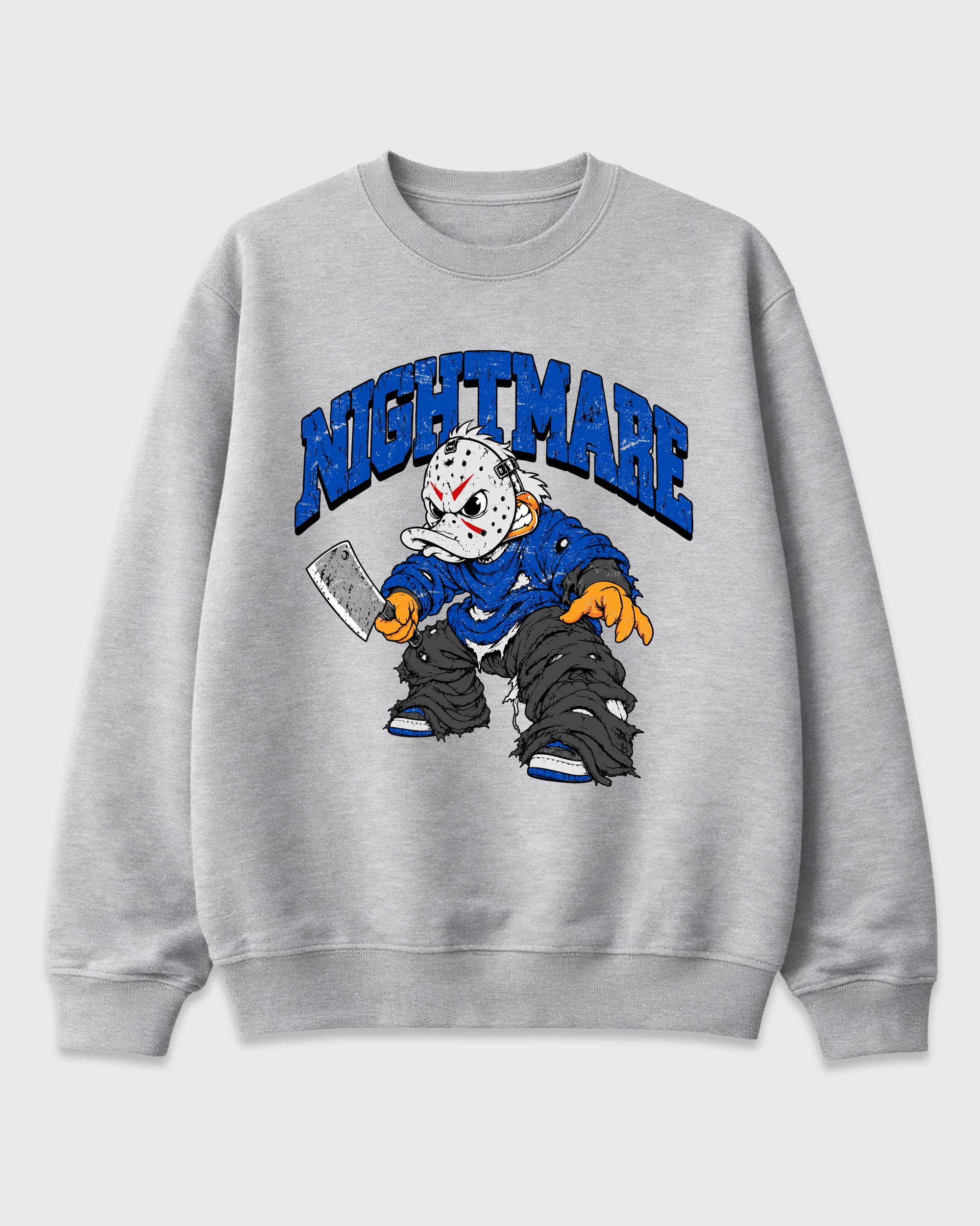 Nightmare Graphic T-Shirt featuring original streetwear artwork designed to match the Air Jordan 1 Royal. Heather Grey 2 Graphic Tee.