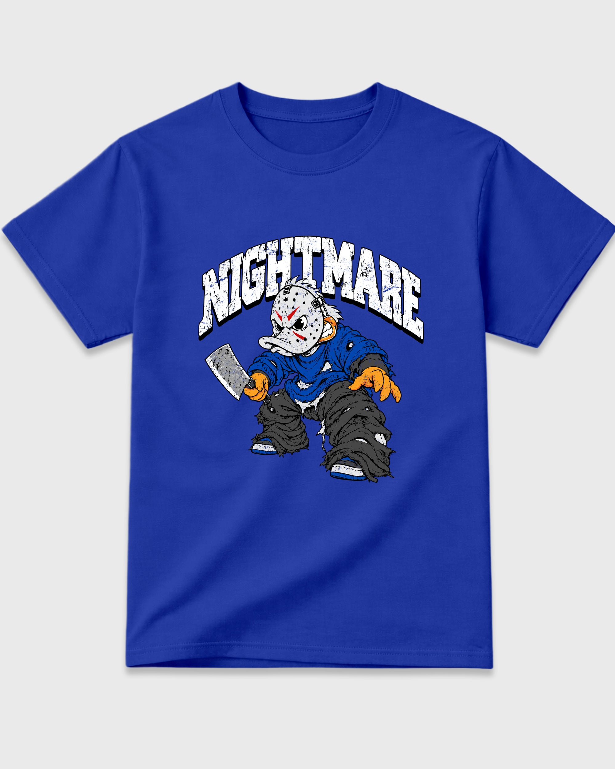 Nightmare Graphic T-Shirt featuring original streetwear artwork designed to match the Air Jordan 1 Royal. Royal Blue 2 Graphic T-Shirt.