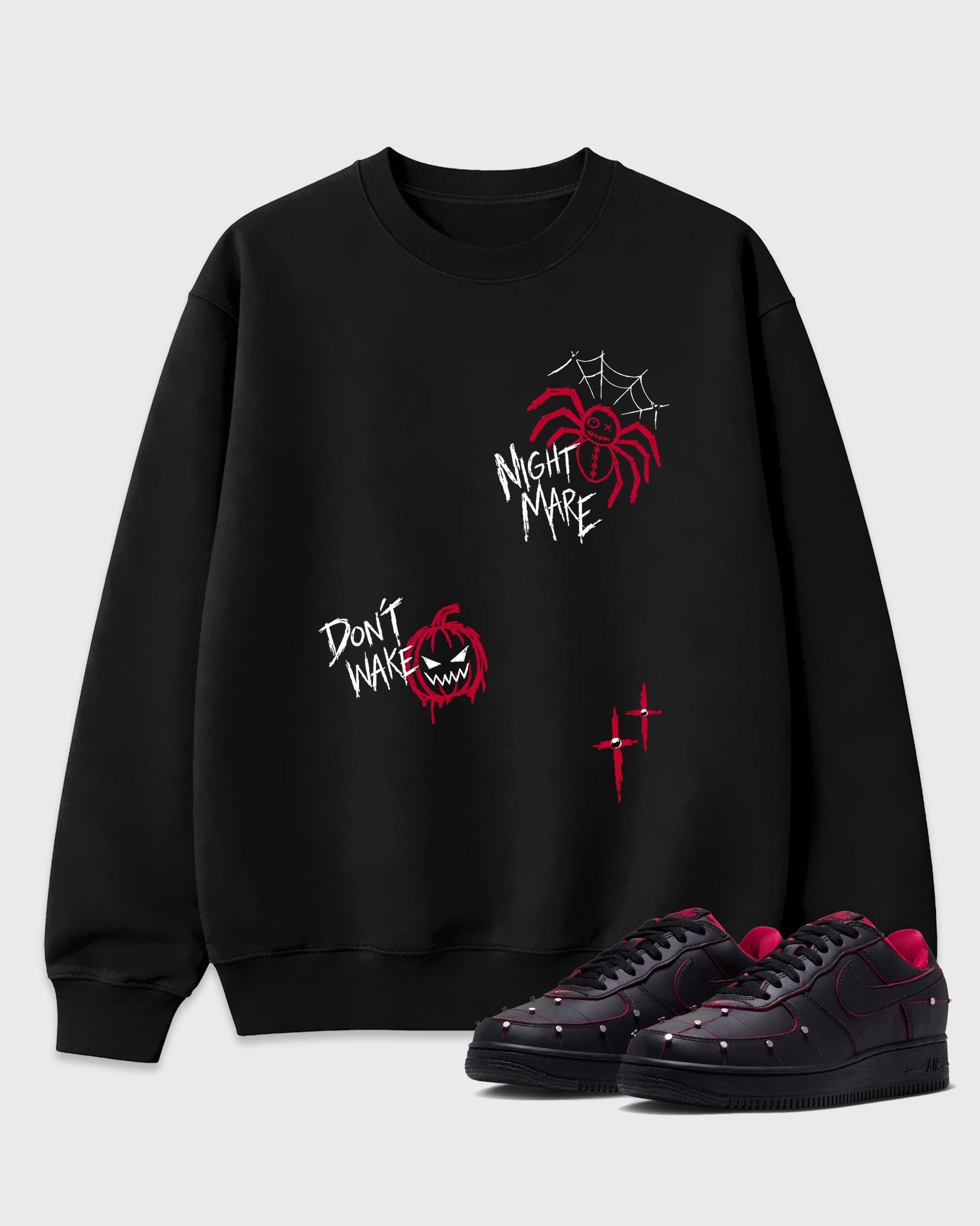 Nightmare Doodles Graphic T-Shirt featuring original streetwear artwork designed to match the Air Force 1 Nightmare. Black 1 Graphic Tee.