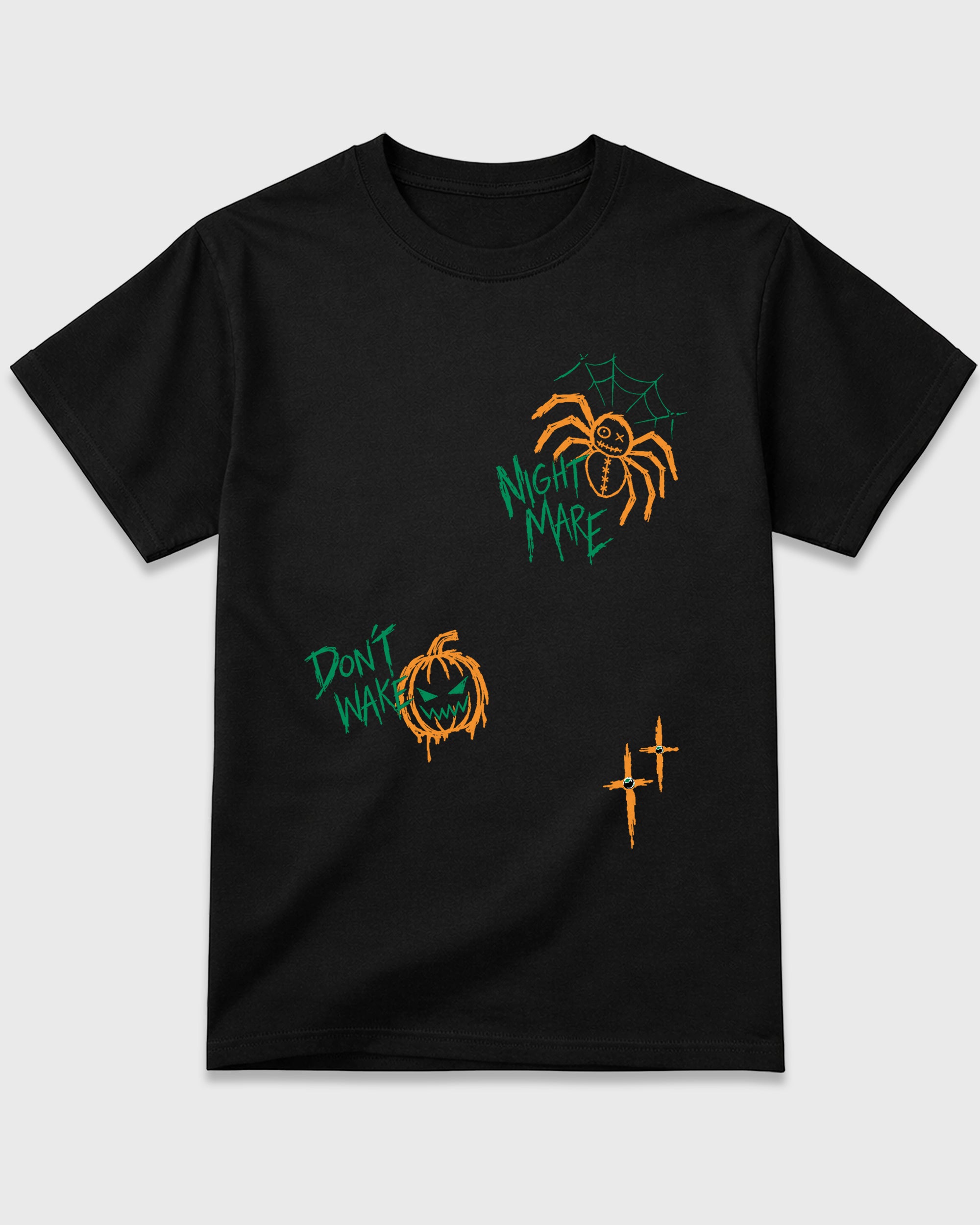Nightmare Doodles Graphic T-Shirt featuring original streetwear artwork designed to match the Air Jordan 11 Green Screen. Black 2 Graphic T-Shirt.