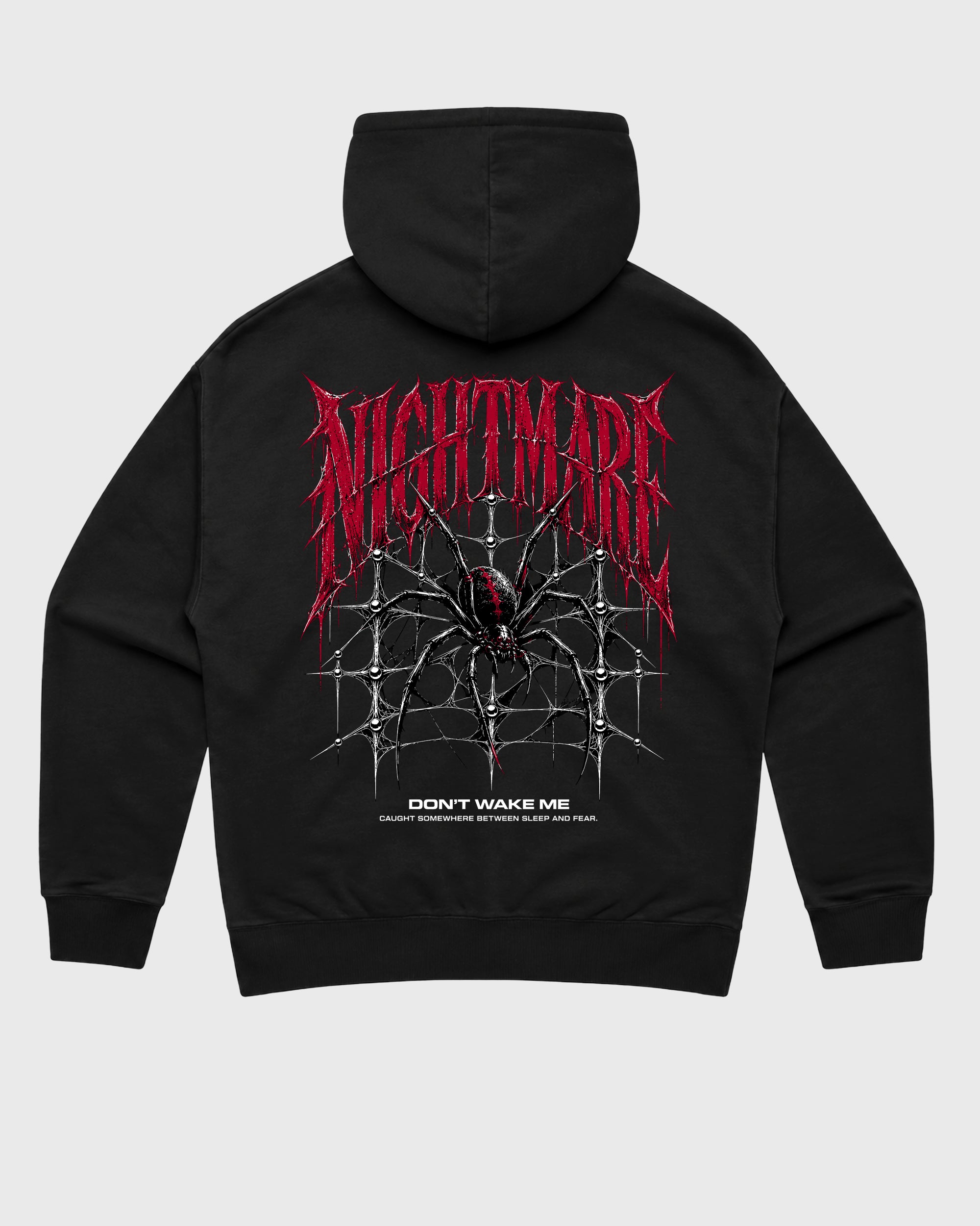 Nightmare Web Black Graphic Hoodie - 3, a graphic sneaker hoodie styled around Air Force 1 "Nightmare" Black and Gym Redsneakers for a relaxed streetwear and sneaker look.